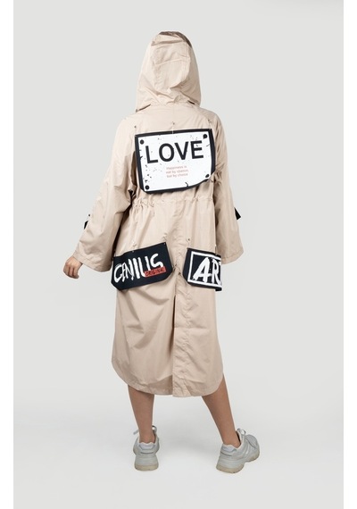 Pua Fashion Bej Sırt Arma Trenchcoat 001