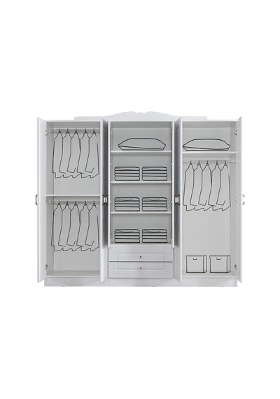 Gardırop, Country West Mdf Ön Yüzeyli 6 Kapılı Dolap, Beyaz Gardırop, Country West Mdf Ön Yüzeyli 6 Kapılı Dolap, Beyaz