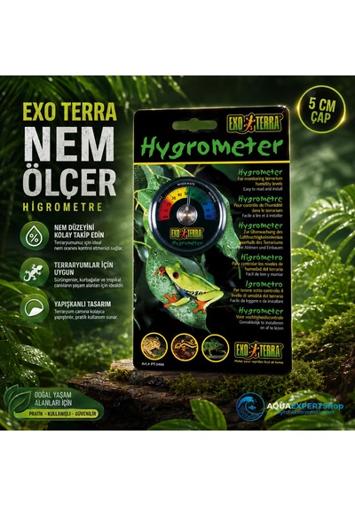 Sürüngen Terraryumları İçin Yuvarlak Analog Nem Ölçer Higrometre - Yapışkanlı - 5 Cm