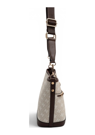 Silver Polo Sp1284 Kadın Omuz Çantası Monogram Taş-kahve