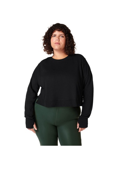 Sweaty Betty After Class Crop Sweatshirt Blk Siyah