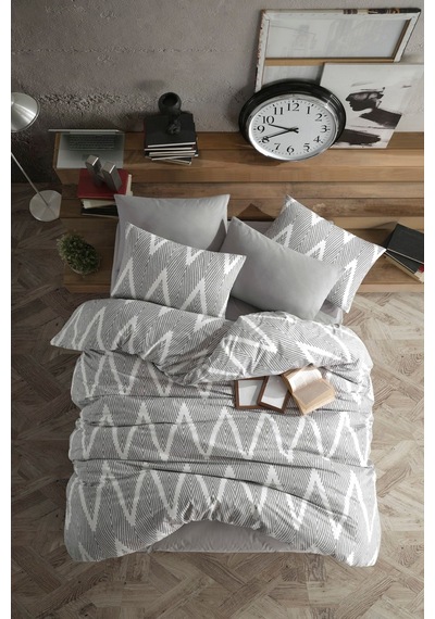 Eponj Home Kolay Ütülenir Nevresim Takımı Tek Kişilik Baskılı Olivia Gri Gri