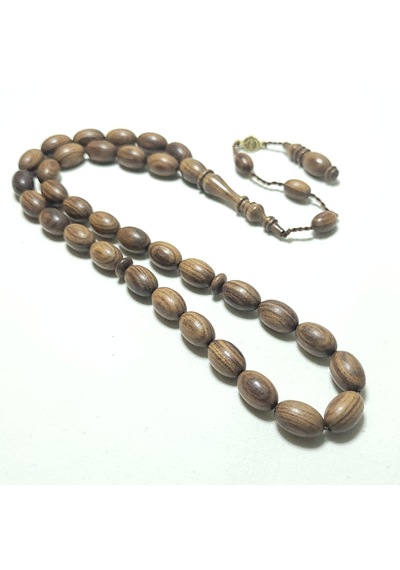 Sandal Ağacı Tesbih Yumurta 8,5x13. Kahverengi - Siyah