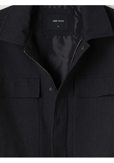 Lcw Vision Lacivert Regular Fit Gömlek Yaka Erkek Mont