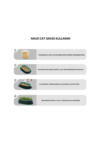 Özel Plastik Kâseli 0 Doğal Fileli Kedi Çimi Tüy Yumağı Önleyici