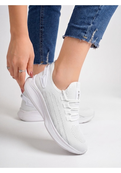Beyaz Unisex Hafif Triko Sneaker Ortopedi Ayakkabı-015 Beyaz