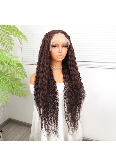 Afro Dalga Kahve Fiber Sentetik Tül Peruk - Zmff-582346 Renkli