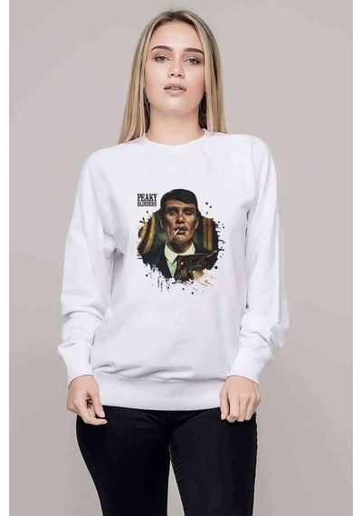 Peaky Bılnders Baskılı Beyaz Kadın Sweatshirt (528305058)
