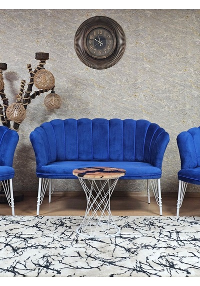Zafir Beyaz Boyalı Tel Ayak Papatya Çay Seti Koltuk Takımı , Balkon, Salon, Ofis, Cafe Koltuk Takımı Mavi Zafir Beyaz Boyalı Tel Ayak Papatya Çay Seti Koltuk Takımı , Balkon, Salon, Ofis, Cafe Koltuk Takımı Mavi