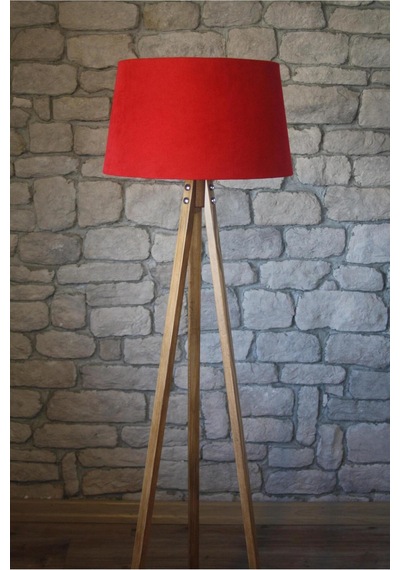 Düz 3 Ayak Tripod Lambader Abajur Köşe Lambası Naturel Ağaç Dekor Lamba Diğer