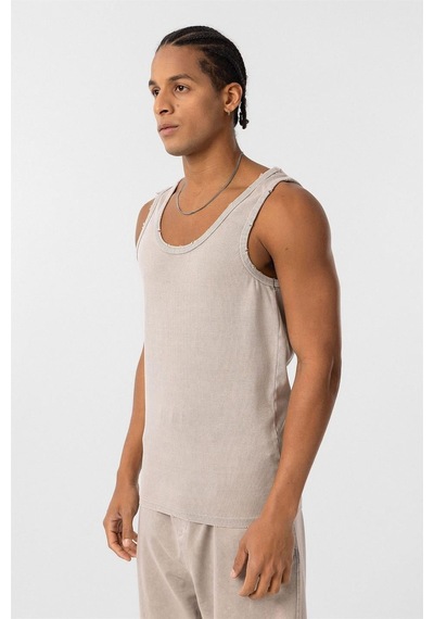 Vamos Yıkamalı Tank Top Kaşkorse Atlet Taş