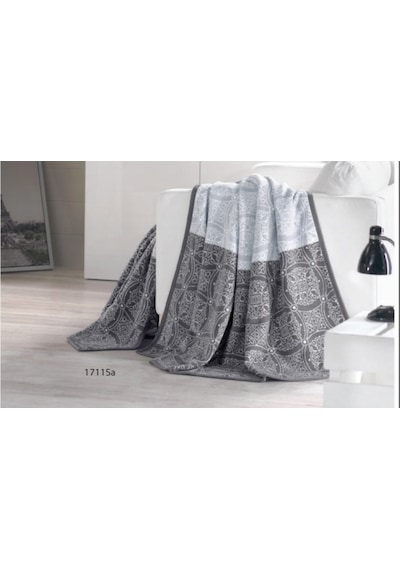 Sesli Home Lüks Peluş Battaniye 17115A Battal Boy 200X230 Gri