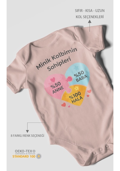 Morivokids Aileye Özel Kısa Kollu Bebek Body %100 Pamuk Pastel Pembe