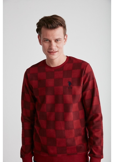 U.S. Polo Assn. U.s Polo Assn 18713 Erkek Bordo Yuvarlak Yaka Pijama Takımı 001