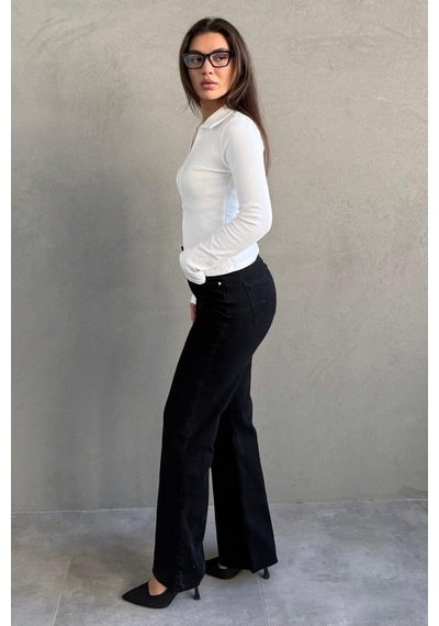 Siyah Push Up İspanyol Paça Kadın Jean Mg2653 siyah