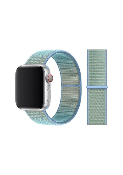 Apple Watch Tüm Serilere Uyumlu 42mm 44mm Hasır Dokuma Spor Loop Kordon, Corn Flower Açık Kahverengi