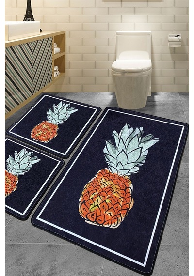 Chilai Home Pinya 3'lü Set Banyo Halısı Djt Renkli