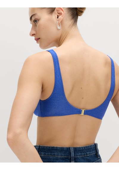 Marks & Spencer Parlak V Yaka Bikini Üstü Saks Mavisi