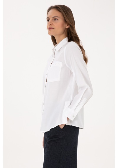 U.s. Polo Assn. Kadın Beyaz Gömlek Desenli 50308971-vr013 Beyaz