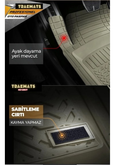 Toyota Corolla Sedan 2011 Kesilebilir Üniversal Yumuşak Esnek Oto Paspas Bej