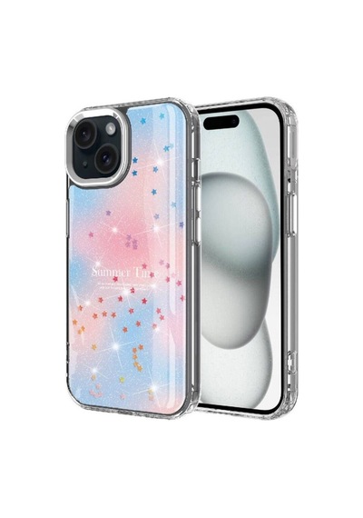 Apple Uyumlu iPhone 13 Kılıf Simli Desenli Parlak Zore Task Kapak Mavi