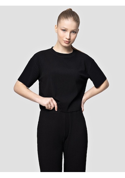 LOFT Long Crop Kadın Tshirt K.kol Lf2032436 Q1.v1 Siyah