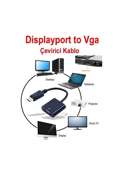 Displayport To Vga Çevirici Adaptör Display Erkek Vga Dişi