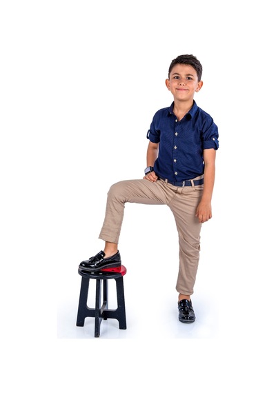 Mnk Baby & Kids Apoletli Kollu Gömlek Tarz Erkek Çocuk Takım Mnk0422 Lacivert - Bej