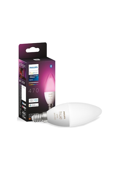 Philips Hue 5.3w Renkli Akıllı B39 E14 Led Ampul, Bluetooth Özell Çok Renkli