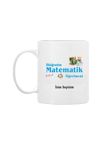 Kişiye Özel Matematik Öğretmeni Kupa Bardak İsim Yazılı Beyaz