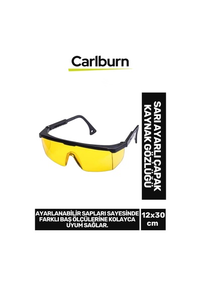 Premium Dayanıklı Hafif Geniş Görüş Açı Endüstriyel Atölye Sarı Ayarlı Çapak Kaynak Gözlüğü 12x30cm
