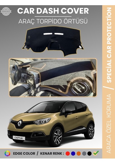 Renault Captur 1 2013-2019 Torpido Örtüsü Ön Göğüs Koruma Torpido Koruma Araca Özel Tam Uyum - 670 Stiloto