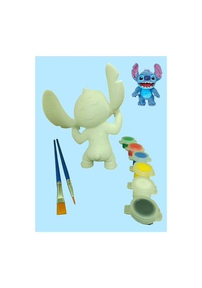 3d Stitch Figür Boyama Seti - Kendin Boya Hobi Ve Etkinlik Seti - Akrilik Boya + 2 Fırça