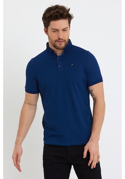 Jeus Erkek Pike Lacoste Kumaş Yakalı Saks Mavi Tshirt
