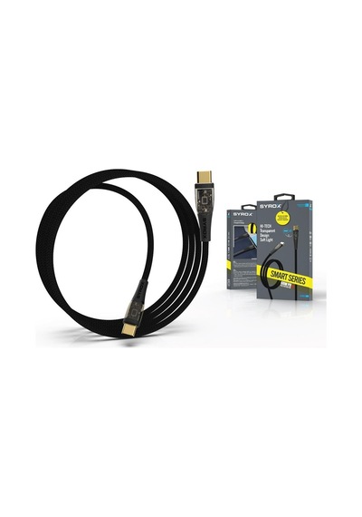 Syrox C139tt Transparan Led 60w Type-c To Type-c Ultra Hızlı Şarj & Data Kablosu