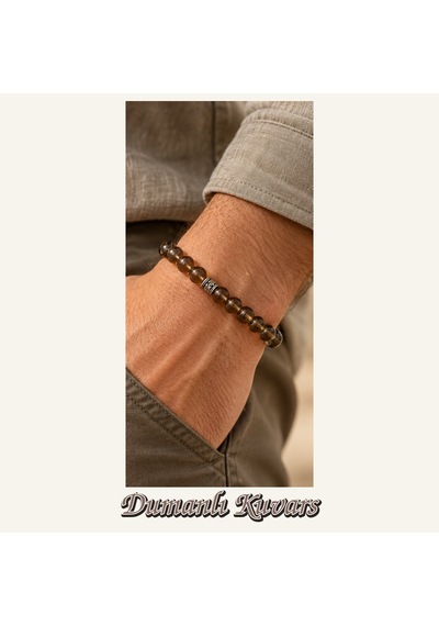 Dumanlı Kuvars Taşı Bileklik 8 Mm, Unisex, Elastik Çok Renkli