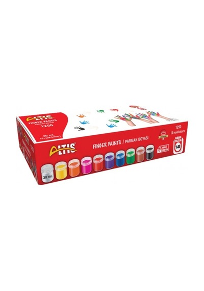 Altis Parmak Boyası - 10 Renk, 30 Ml X 10 Adet, Su Bazlı, Zararsız Ve Kolay Temizlenebilir Karışık
