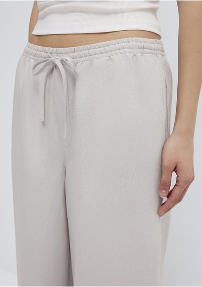 Mavi - Keten Karışımlı Gri Pantolon 1011195-70074