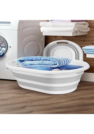 Lexroo Coverest 25 Litre Katlanabilir Silikon Çamaşır Sepeti Akor Gri