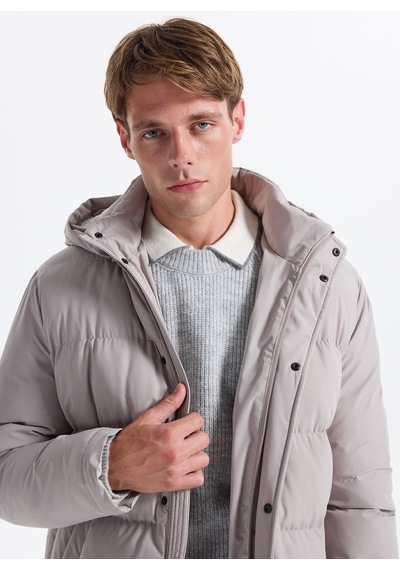 Fabrika Ekru Erkek Slim Fit Kapitone Kaban F5wm-kbn 2550 Taş