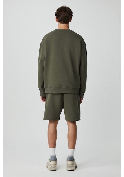 Grımelange NORTON Erkek Yuvarlak Yaka 3 İplik Haki Sweatshirt