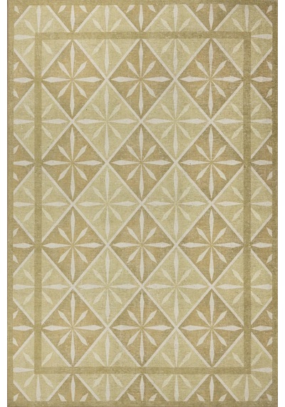 Artloop Nora Yeşil/ Sarı Geometrik Desenli Dokuma Tabanlı Modern Şönil Halı Al 504 Yeşil- Sarı