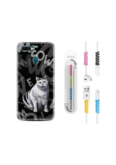 Oppo A5S Kılıf Kablo Koruyuculu Meowww 1846