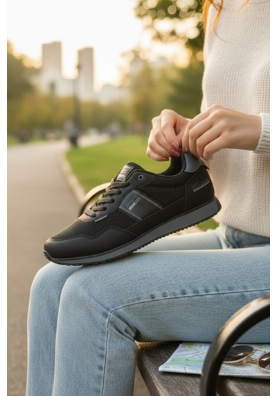 Enoch Erkek Spor Ayakkabı Günlük Yürüyüş Ve Koşu Sneaker Hafif Esnek Tabanlı Rahat Kalıp Siyah