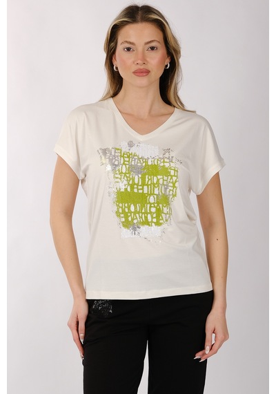 Daıdo Kadın T-shirt 20y311900818 Ekru