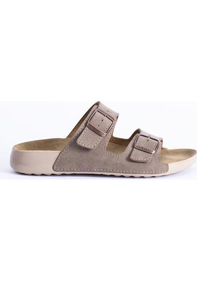 Polomia Comfort Alexandra Kadın Ortopedik Esnek Comfort Rahat Hafif Poli Taban Günlük Çift Bantlı Sandalet Terlik Vizon