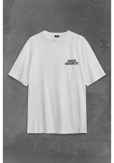 Amon Amarth Skull Logo Kuru Kafa Sırt Ön Baskılı Oversize Tişört Unisex T-shirt 001