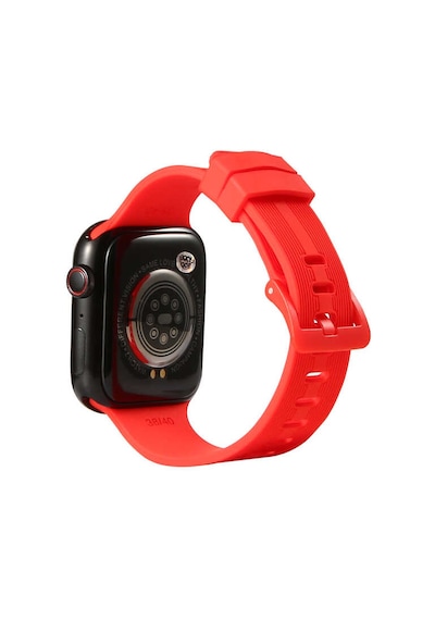 Ekılıf - Apple Uyumlu  Watch 7 45mm - Kordon Silikon Kordon Krd-23 - Kırmızı