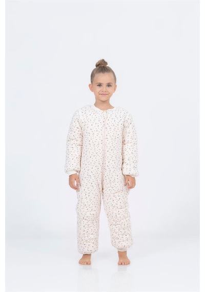 Cantoy Kız Erkek Çocuk Kalın Elyaf Dolgulu Premium Kalite 2.5 Tog Desenli Uyku Tulumu Açık Pudra