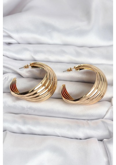 Mey İthalat 316l Çelik Gold Renk Yarım Halka Model Kadın Küpe çok renkli